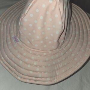 Ruffle Butts Pink White Polka Dot Baby Sun Hat Swim Bucket Cap 0-12 Months